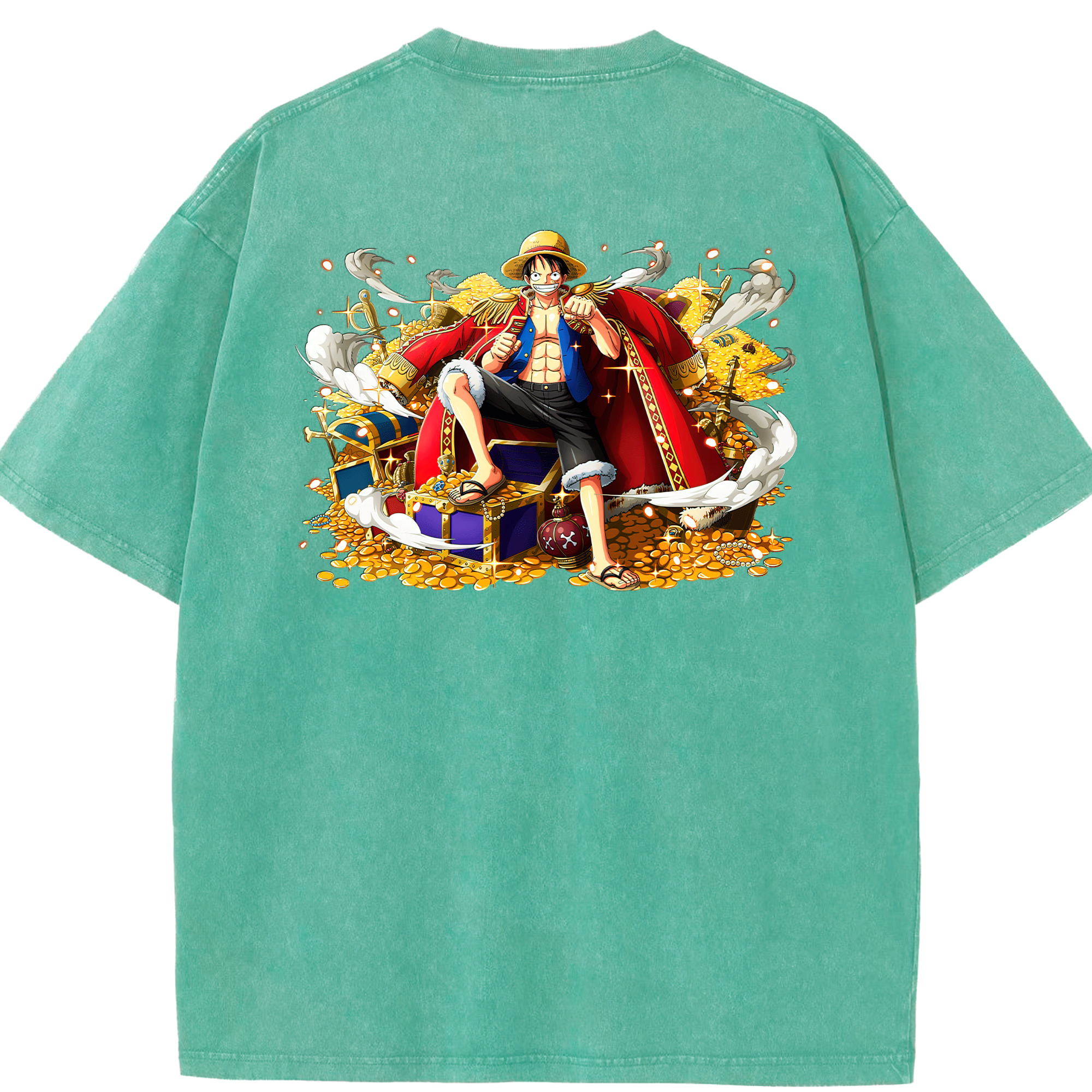 ワンピース モンキー・D・ルフィ ONE PIECE Monkey D. Luffy 綿100% ヴィンテージ風 半袖Tシャツ（背面プリント）